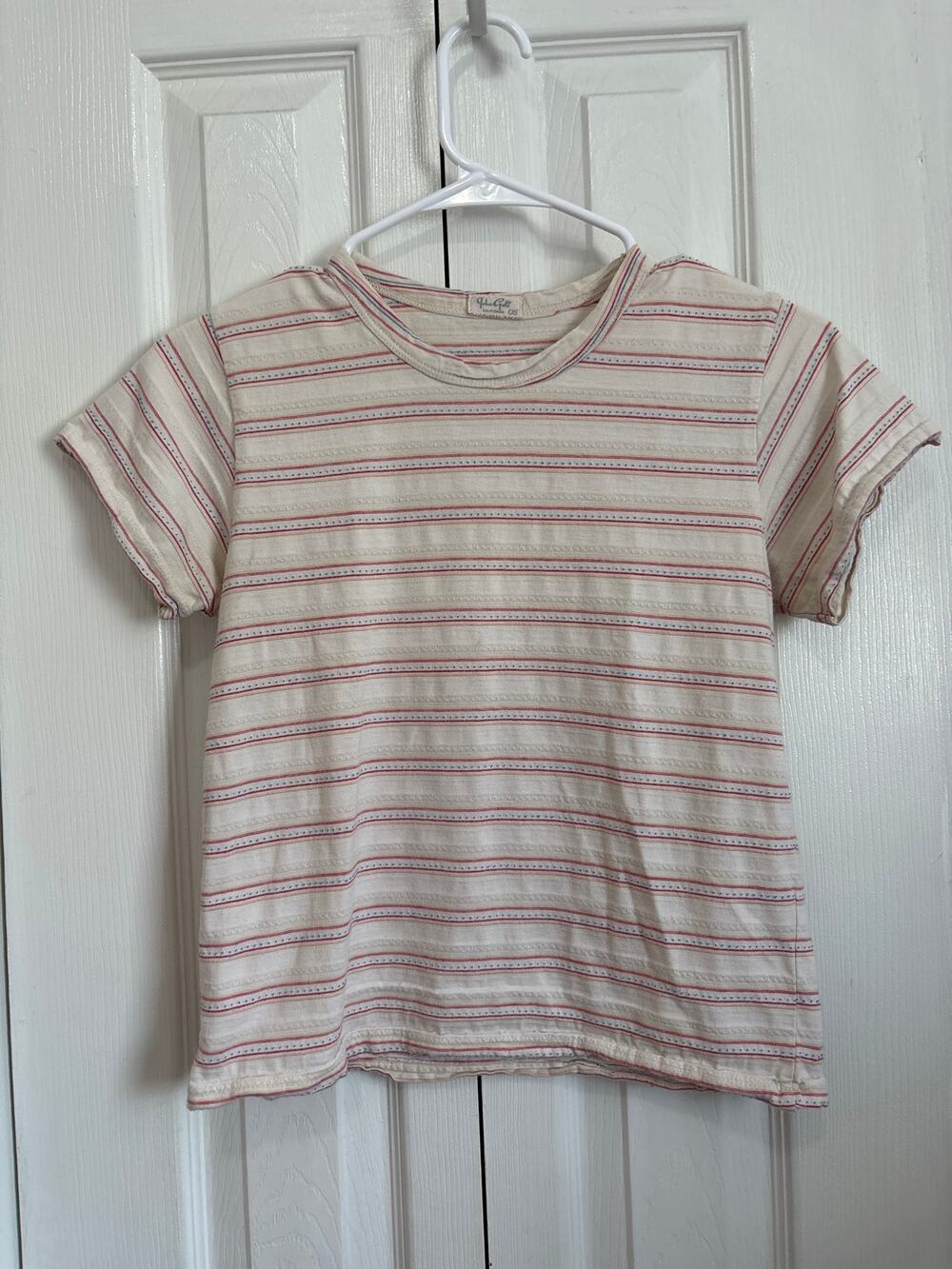 John Galt Striped Baby Tee Off White Multicolor Cropped T-Shirt One Size XS